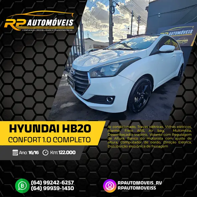 Carro Hyundai HB20 2016 1.0 Comfort (Flex)