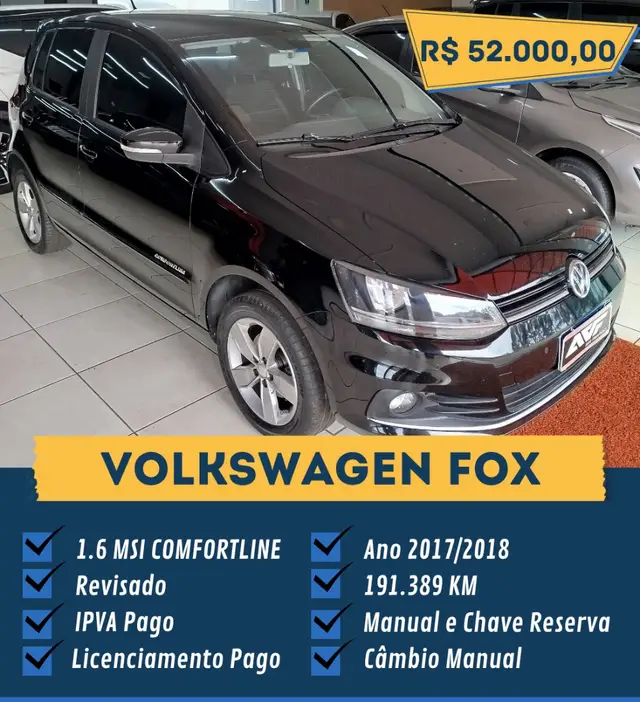 Carro Volkswagen Fox 2018 1.6 MSI Comfortline (Flex)