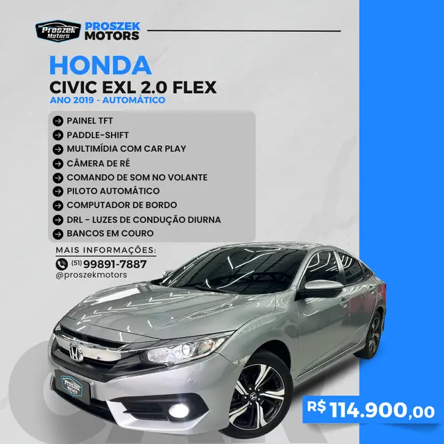 Carro Honda Civic 2019 EXL 2.0 i-VTEC CVT