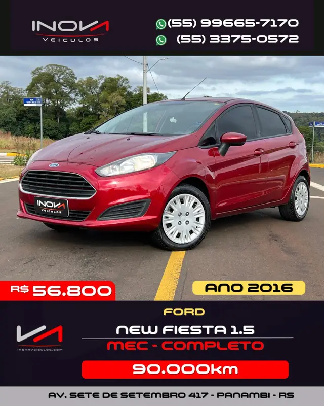Carro Ford New Fiesta Hatch 2016 New Fiesta S 1.5 16V