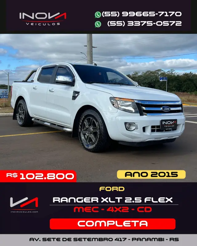 Carro Ford Ranger Cabine Dupla 2015 Ranger 2.5 Flex 4x2 CD XLT