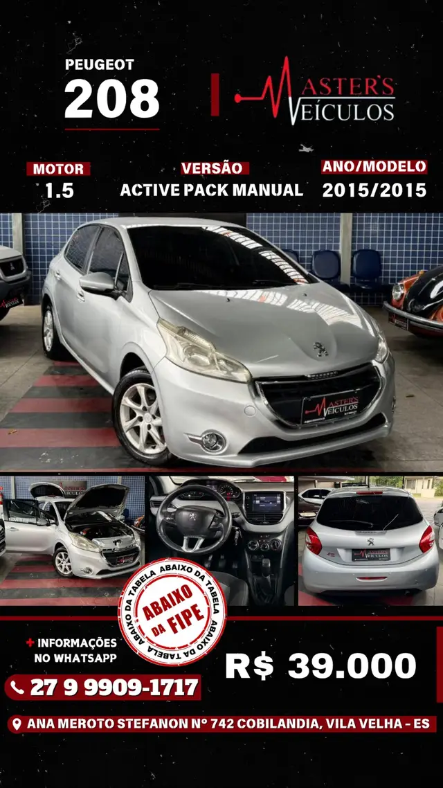 Carro Peugeot 208 2015 Active 1.5 8V (Flex)