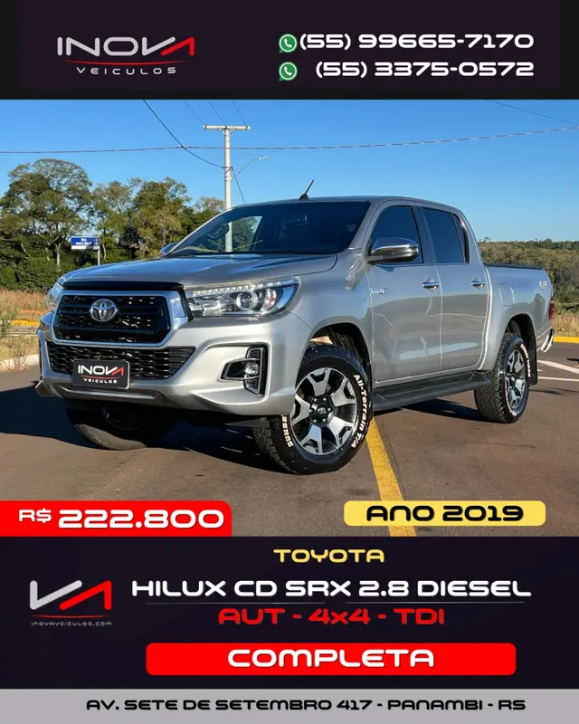 Carro Toyota Hilux Cabine Dupla 2019 Hilux 2.8 TDI CD SRX 50th 4x4 (Aut)