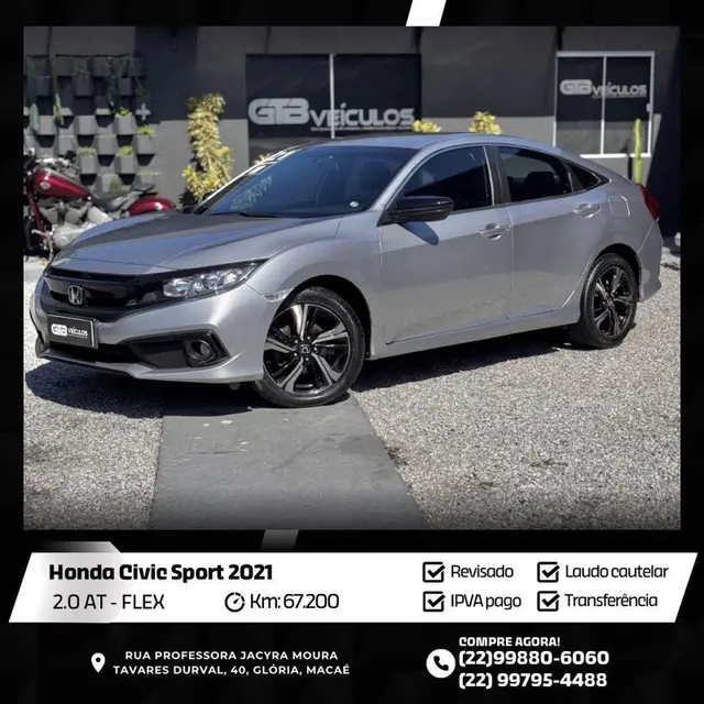 Carro Honda Civic 2021 Sport 2.0 i-VTEC CVT