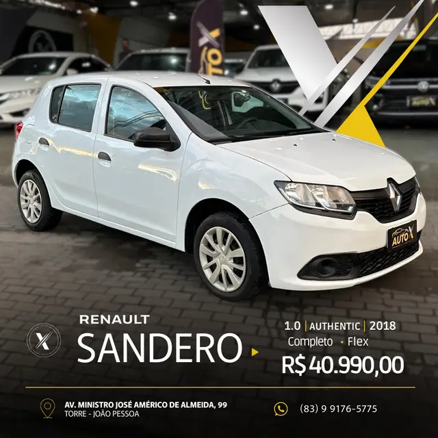 Carro Renault Sandero 2018 Authentique 1.0 12V SCe (Flex)