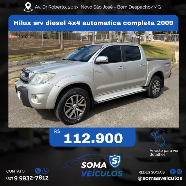 Carro Toyota Hilux Cabine Dupla 2009 Hilux SRV 4x4 3.0 (cab. dupla)