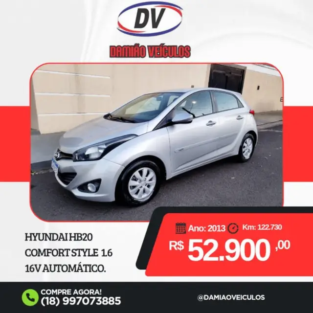 Carro Hyundai HB20 2013 C.Style/C.Plus 1.6 Flex (Aut.)