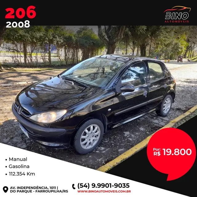 Carro Peugeot 206 2008 Hatch. Sensation 1.4 8V (flex)