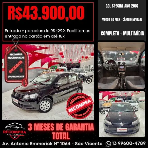 Carro Volkswagen Gol 2016 1.0 MPI Trendline 12V 5p (Flex)