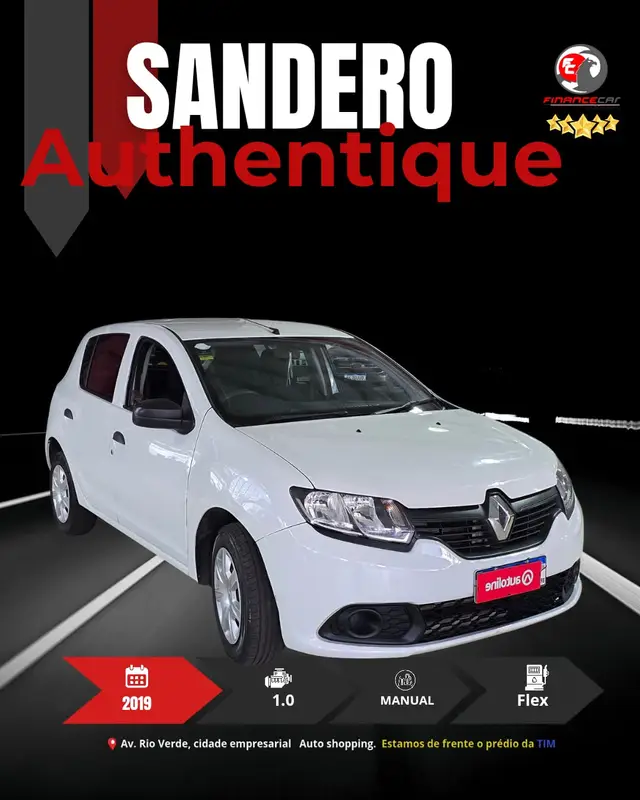 Carro Renault Sandero 2019 Authentique 1.0 12V SCe (Flex)