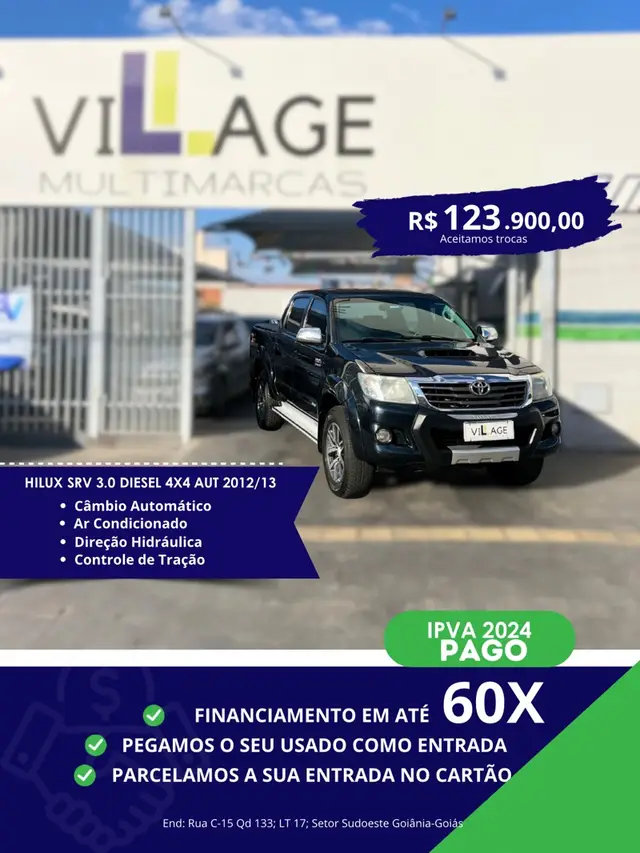 Carro Toyota Hilux Cabine Dupla 2013 Hilux 3.0 TDI 4x4 CD SRV (Aut)
