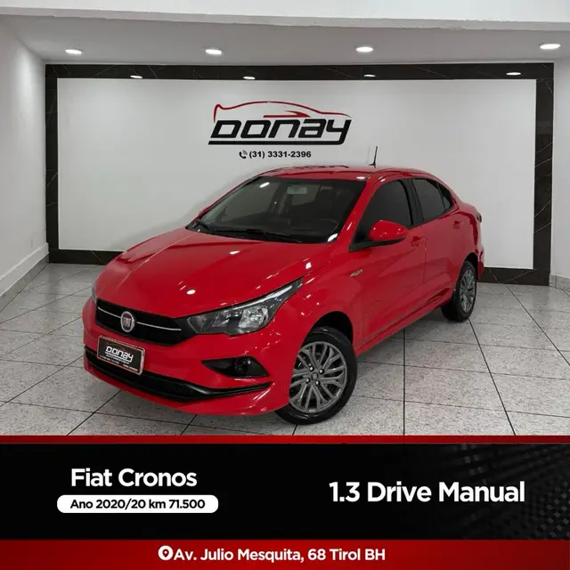 Carro Fiat Cronos 2020 1.3 Drive Firefly (Flex)