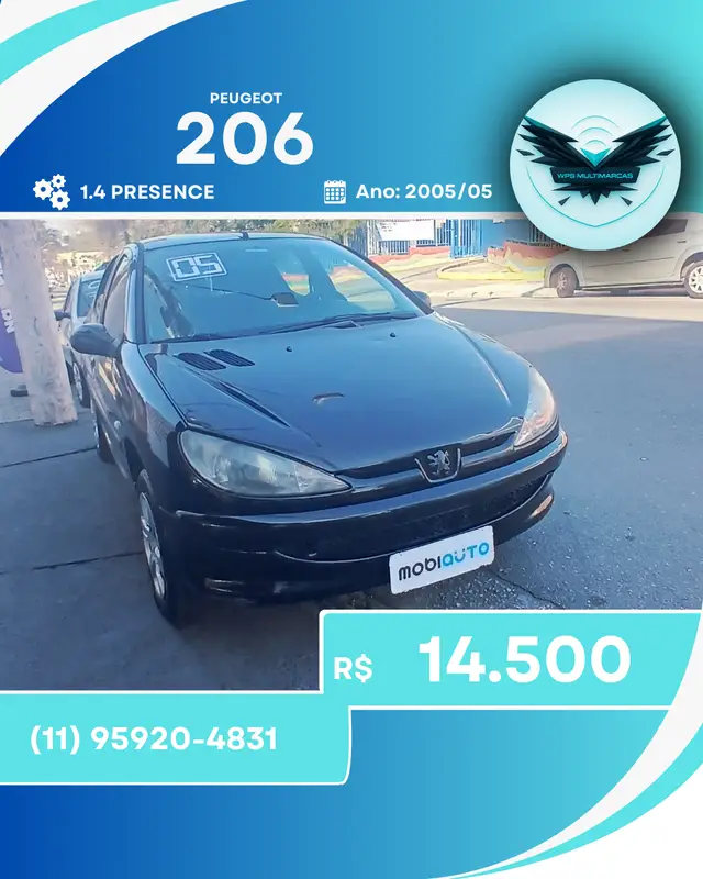 Carro Peugeot 206 2005 Hatch. Presence 1.4 8V
