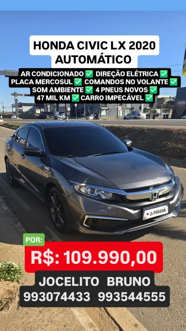 Carro Honda Civic 2020 2.0 LX CVT