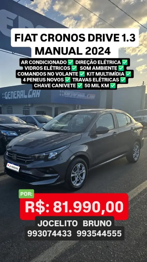 Carro Fiat Cronos 2024 Drive 1.3