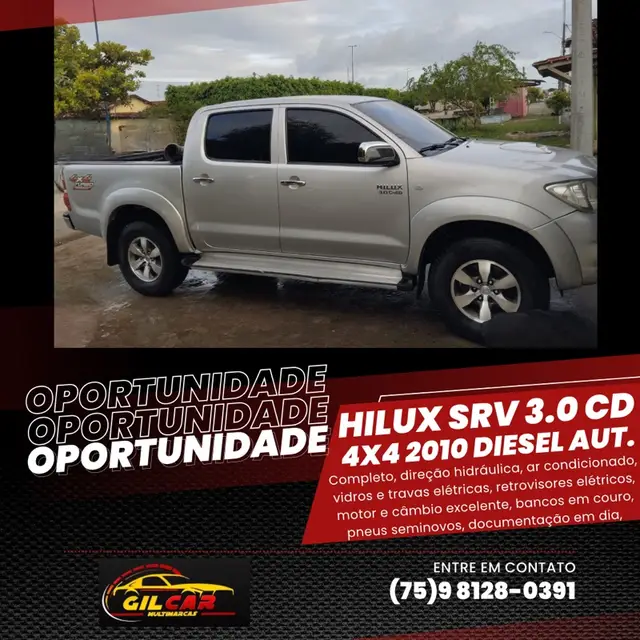 Carro Toyota Hilux Cabine Dupla 2010 Hilux SRV 4x4 3.0 (cab. dupla)