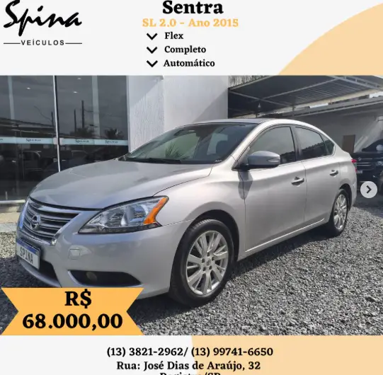 Carro Nissan Sentra 2015 SL 2.0 16V CVT (Flex)