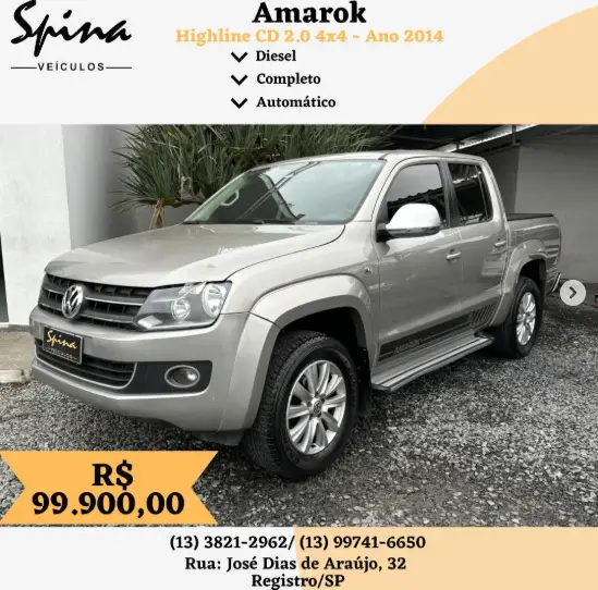 Carro Volkswagen Amarok 2014 2.0 CD 4x4 TDi Highline (Aut)