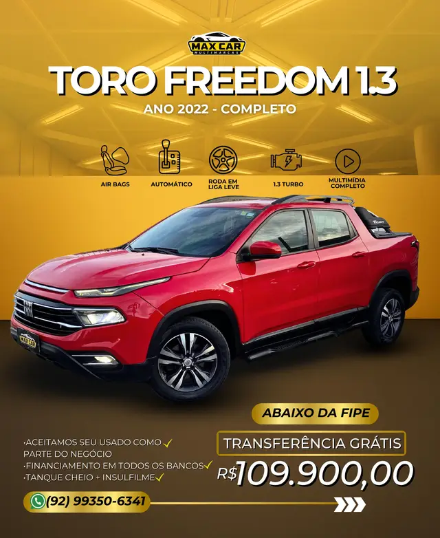 Carro Fiat Toro 2022 Freedom 1.3 turbo (Flex) (Aut)