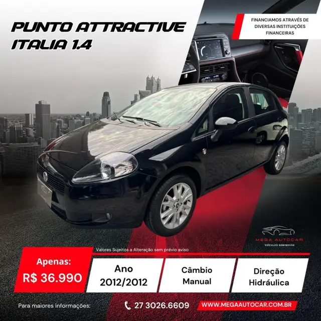 Carro Fiat Punto 2012 ATTRACTIVE ITALIA 1.4 F.Flex 8V 5p