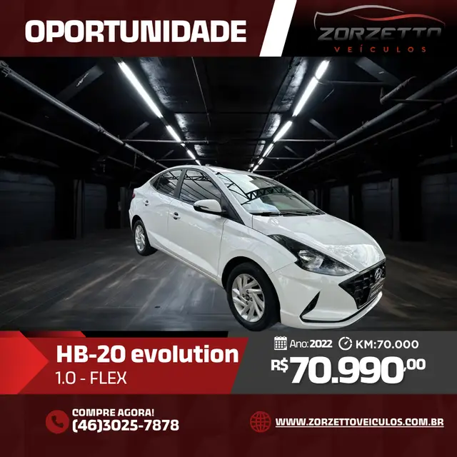 Carro Hyundai HB20S 2022 1.0 Evolution Pack (Flex)