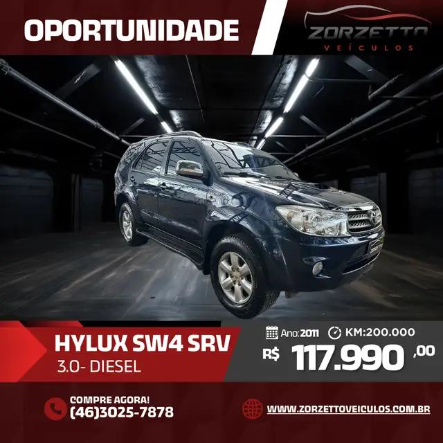 Carro Toyota Hilux SW4 2011 SRV 4x4 3.0 Turbo  (aut)