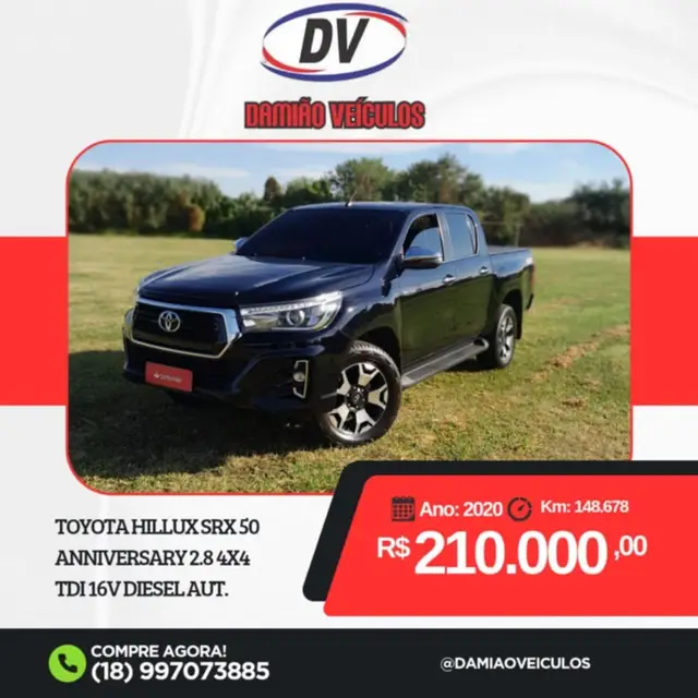Carro Toyota Hilux Cabine Dupla 2020 Hilux 2.8 TDI SRX CD 4x4 (Aut)