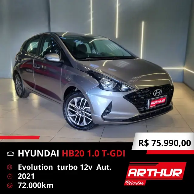 Carro Hyundai HB20 2021 1.0 Evolution Turbo (Aut) (Flex)