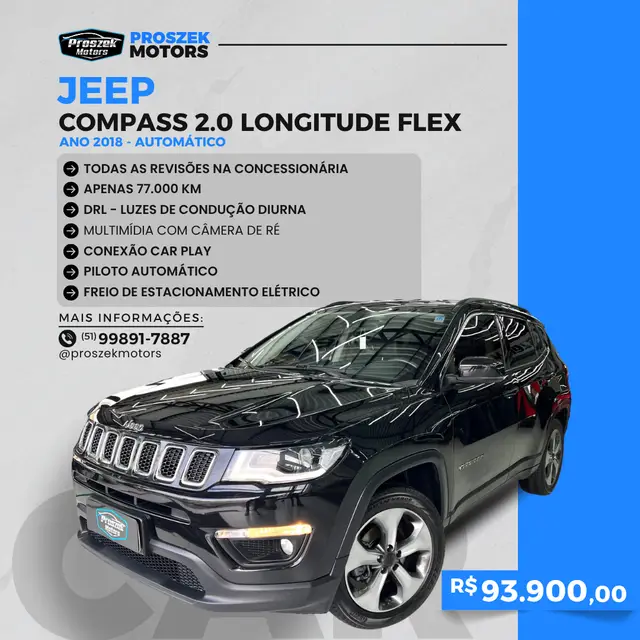 Carro Jeep Compass 2018 2.0 Longitude 4x2 (Aut) (Flex)