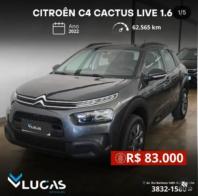 Carro Citroën C4 Cactus 2022 1.6 Live (Flex) (Aut)
