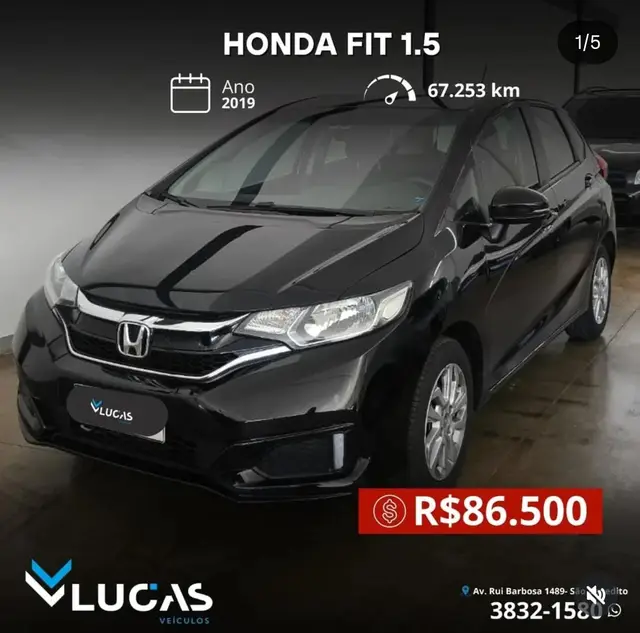 Carro Honda Fit 2019 1.5 16v Personal CVT (Flex)
