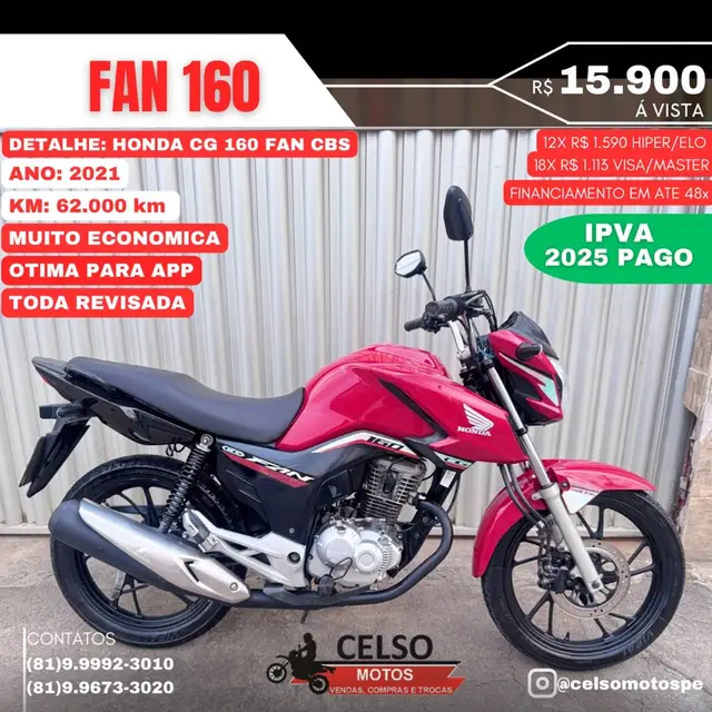Moto Honda CG 160 2021 Fan