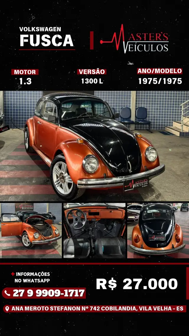 Carro Volkswagen Fusca 1975 1600