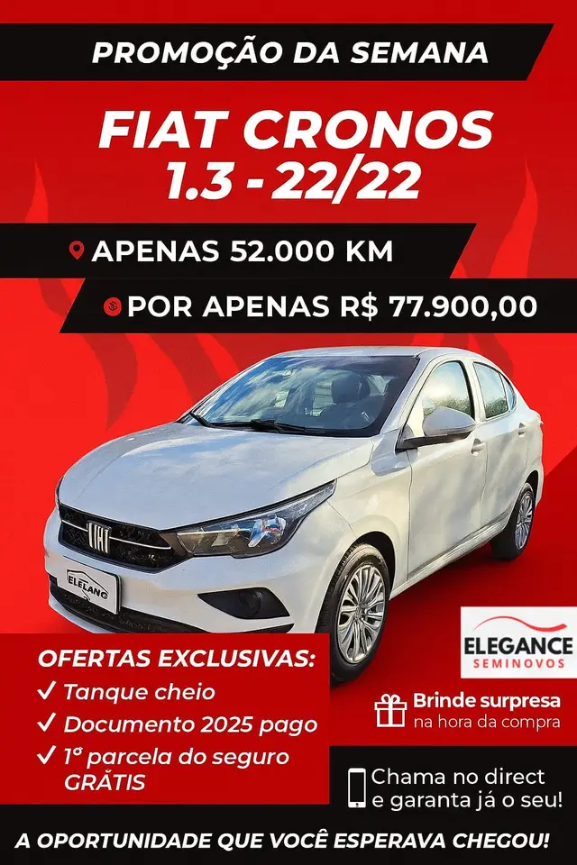 Carro Fiat Cronos 2022 Drive 1.3 S-Design (Flex)