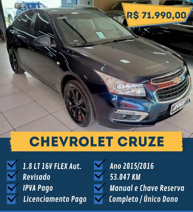 Carro Chevrolet Cruze 2016 LT 1.8 16V Ecotec (Aut)(Flex)