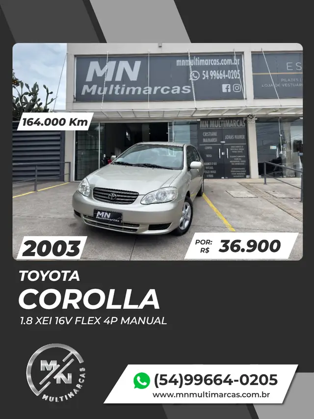 Carro Toyota Corolla 2003 Sedan XEi 1.8 16V