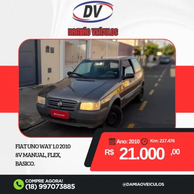 Carro Fiat Uno Mille 2010 Fire Economy Way 1.0 (Flex) 2p