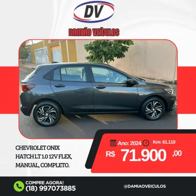 Carro Chevrolet Onix 2024 LT 1.0 Turbo