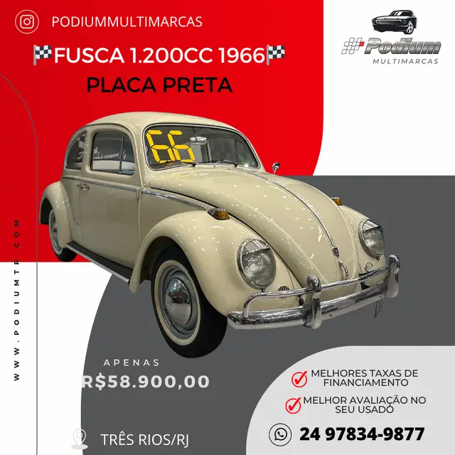 Carro Volkswagen Fusca 1966 1200