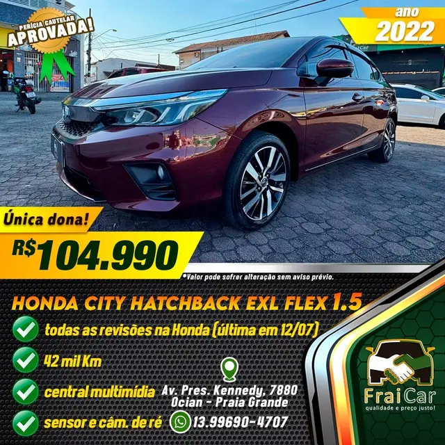 Carro Honda City Hatch 2022 EXL 1.5 (Aut)