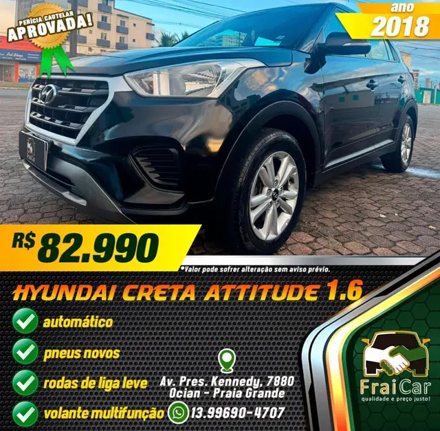 Carro Hyundai Creta 2018 Attitude 1.6 (Aut) (Flex) (PCD)
