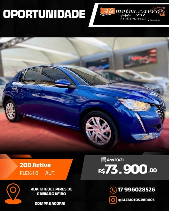 Carro Peugeot 208 2021 Active 1.6 (Flex) (Aut)