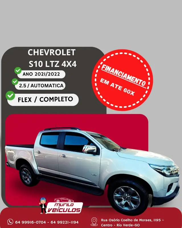 Carro Chevrolet S10 Cabine Dupla 2022 LTZ 2.5