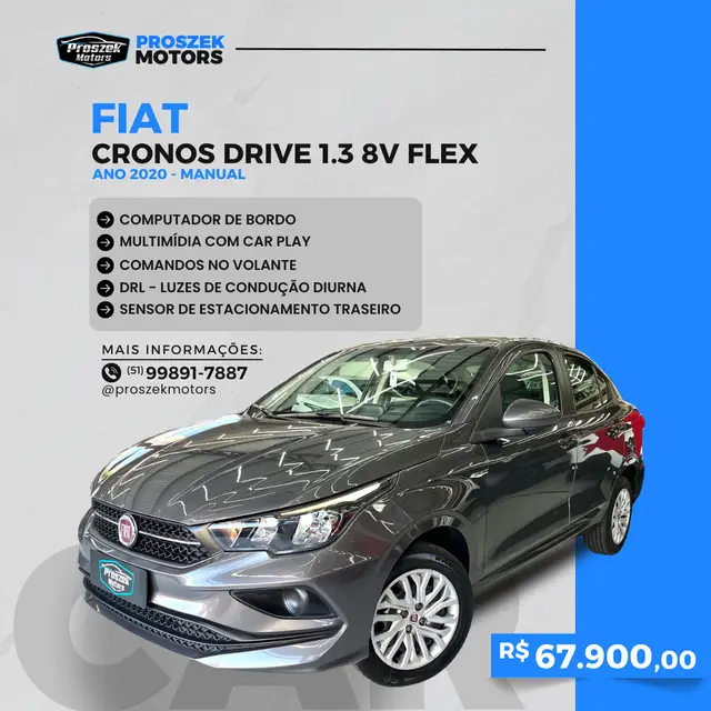 Carro Fiat Cronos 2020 1.3 Drive Firefly (Flex)