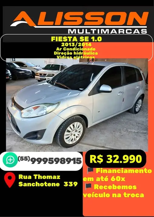 Carro Ford Fiesta Hatch 2014 SE 1.0 RoCam (Flex)