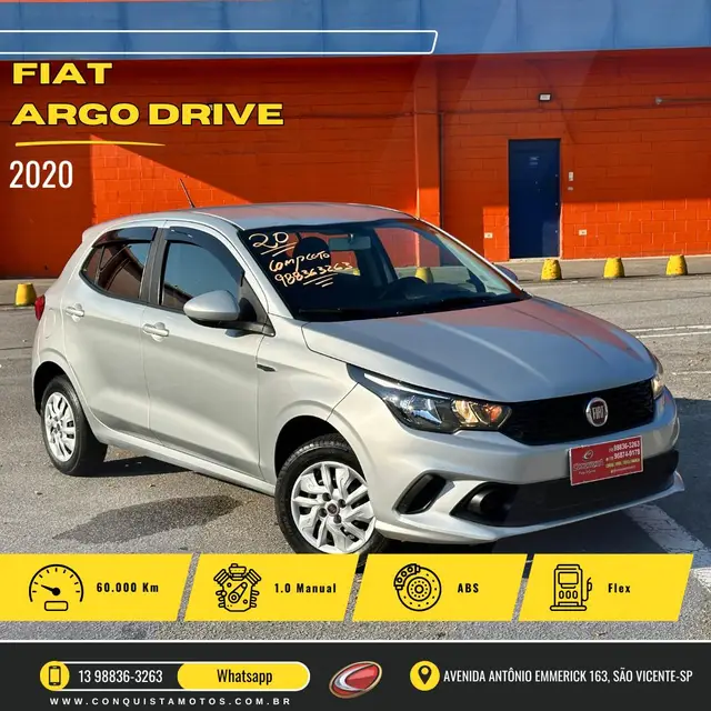 Carro Fiat Argo 2020 Drive 1.0 Firefly (Flex)