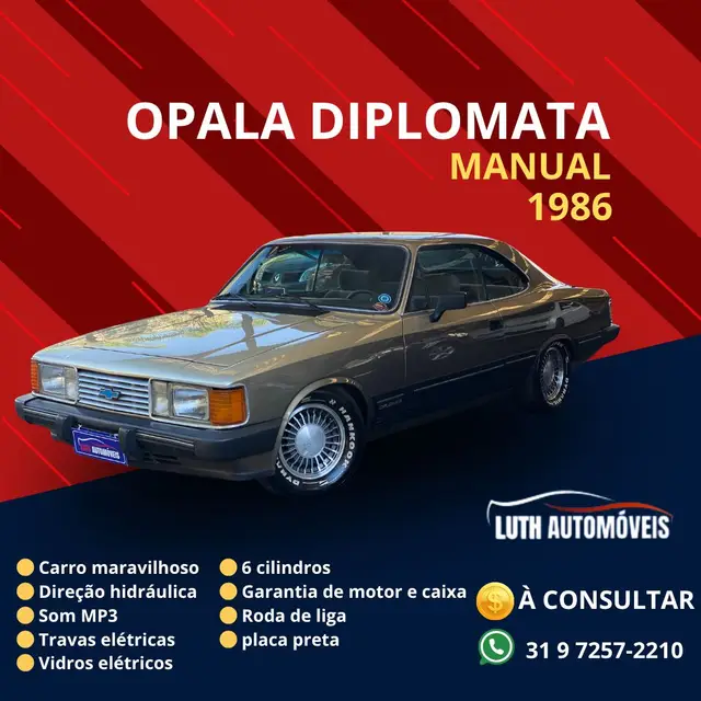 Carro Chevrolet Opala Coupe 1986 Diplomata 2.5