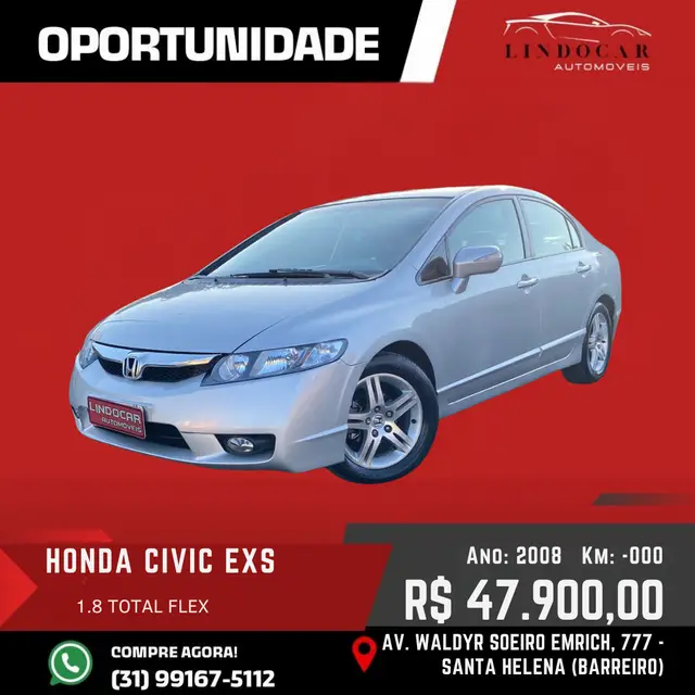 Carro Honda Civic 2008 New  EXS 1.8 16V (Aut) (Flex)