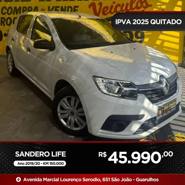 Carro Renault Sandero 2020 Life 1.0 12V SCe (Flex)
