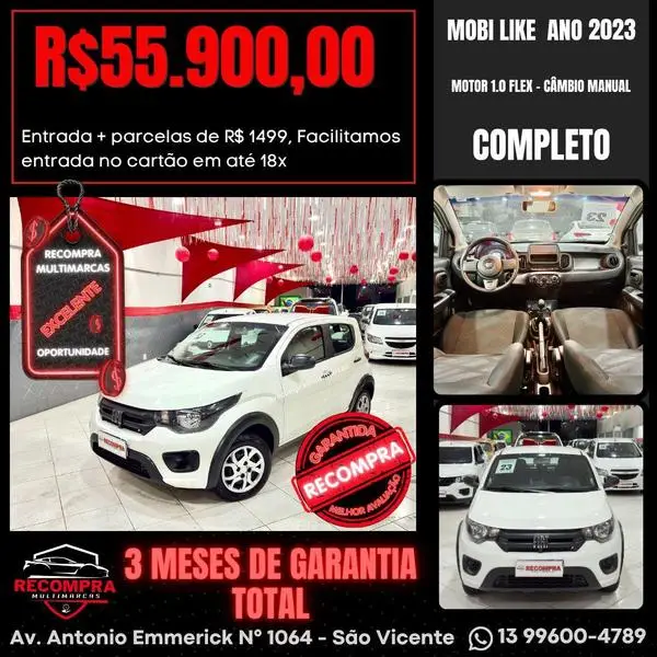 Carro Fiat Mobi 2023 Like 1.0 (Flex)
